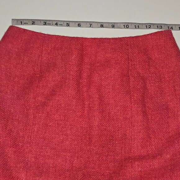 Linda Allard Ellen Tracy Pink 100% Wool Skirt Size 8 Petite 8P Lined Rear Slit - Picture 6 of 8